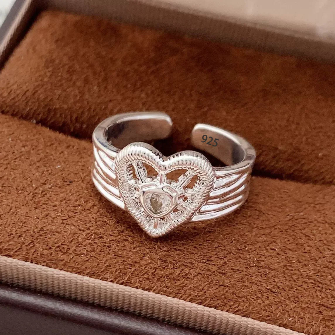 PANJBJ 925 Sterling Silver Lotus Ring For Women Retro TextureJewelry Irregular Creativity Adjustable Jewelry Party Gift Dropship