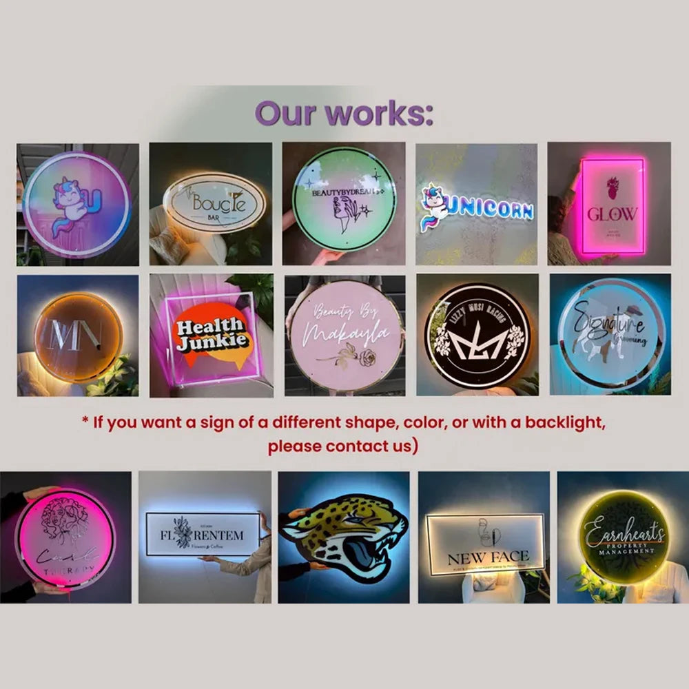 Custom Acrylic Business Logo Sign RGB Backlit Metal LED Neon Light for Beauty Salon Nail Hair Studio Business Signage