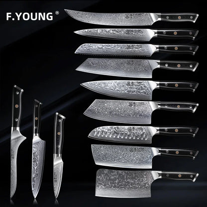 F.YOUNG Professional Kitchen Knives Damascus Steel Japanese Chef Knife Slicer Sashimi Utility Fruit Cooking Kitchenware Utensils