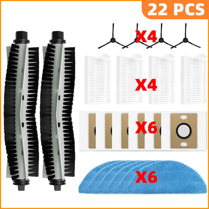 Compatible For iLife A30 Pro Robot Vacuum Cleaner Replacement Parts Kit Main Brush Side Brush HEPA Filter Mop Cloth Dust Bag