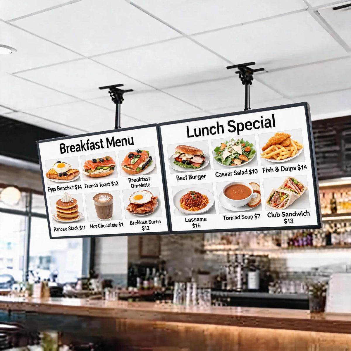 Custom LED Menu Advertising Board Ultra-Thin Hanging TV Ordering Box for Restaurant, Coffee Shop Bubble Tea Shop& Mall