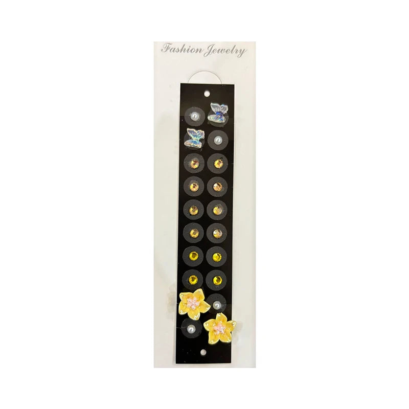 20 Patches Fashion Butterfly Flower Ear Point Stickers Ear Pressure Patch Rhinestone Acupuncture Auricular Ear Stickers Massager