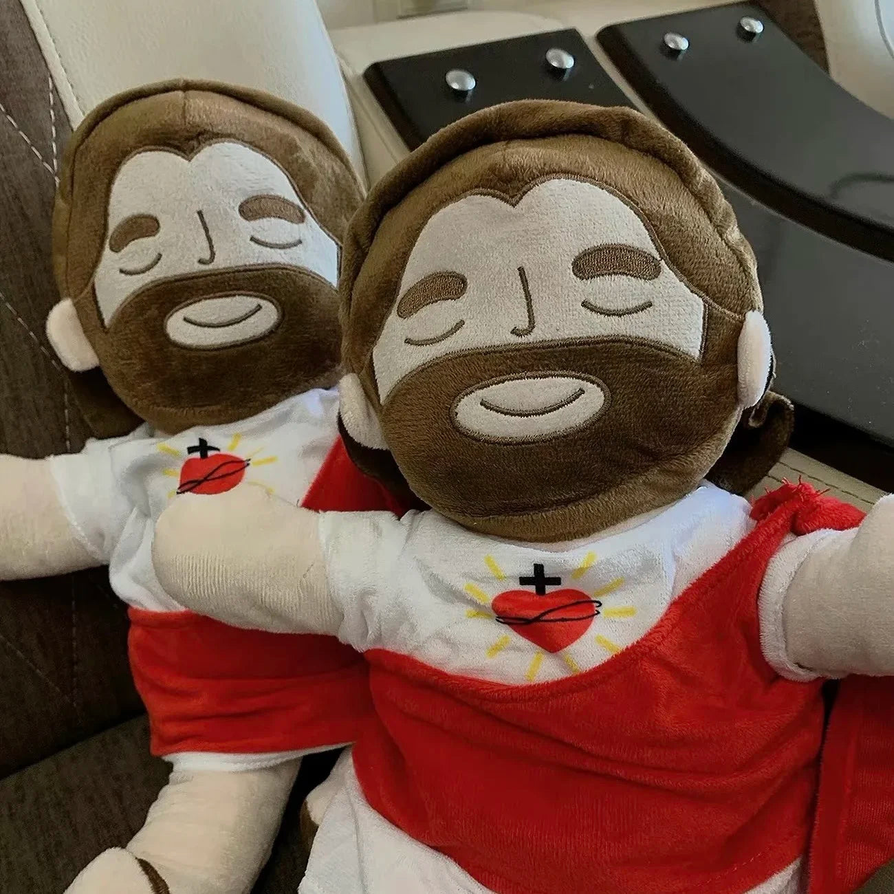 Breathing Jesus Plush Toy Soft Calming Sacred Heart Comfort Plushie for Kids, 4 Breathing Modes, Easter Christmas Gift