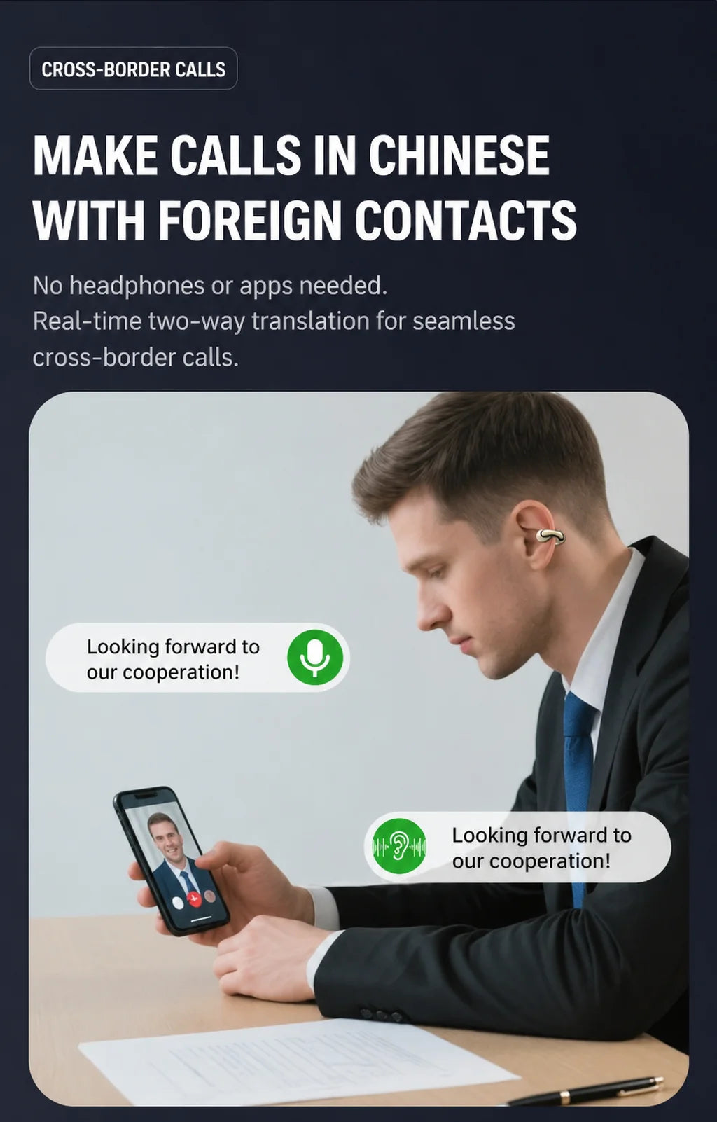 MONOISE Q8 AI Translation Earbuds Wireless Bluetooth 115 Languages Real Time Translator Semi In Ear Headphones with Mic