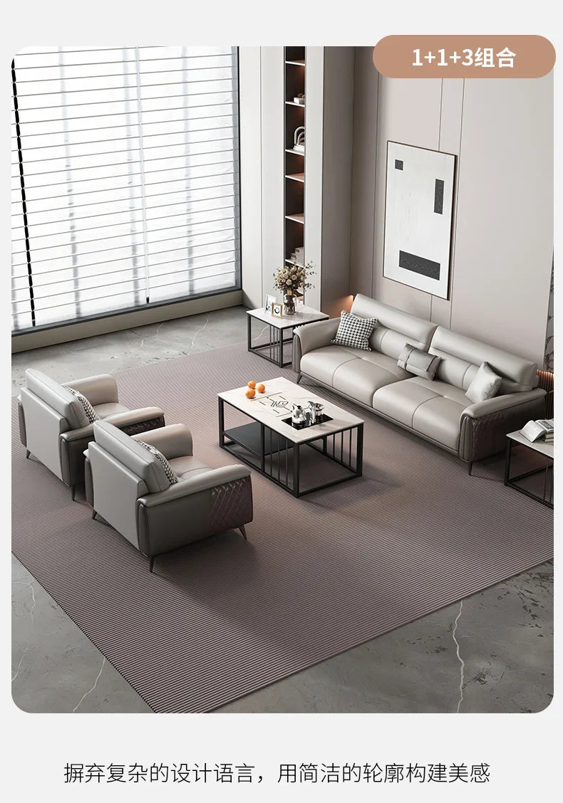 Office Sofa Business Reception Room Meeting Three Single Small Simple Modern Office Sofa Coffee Table Combination