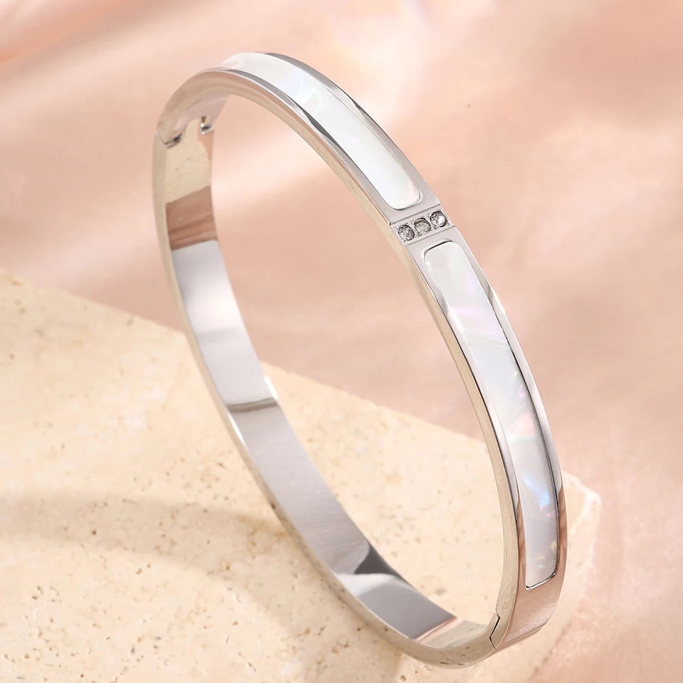 5pcs/Set Minimalist Elegant Luxury Sparkling Bangle Bracelets High-End Titanium Steel Bracelets For Women