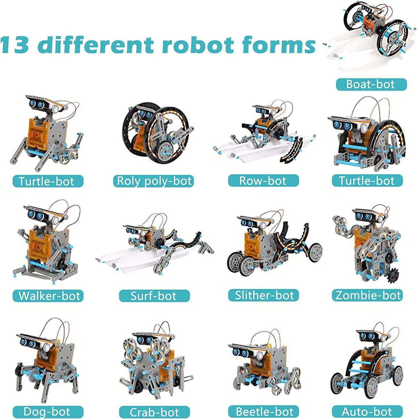 13-in-1 Solar Powered Robot Kit STEM Educational DIY Assembly Toy with Intelligent Science Puzzles Creative Gifts for Boys Girls