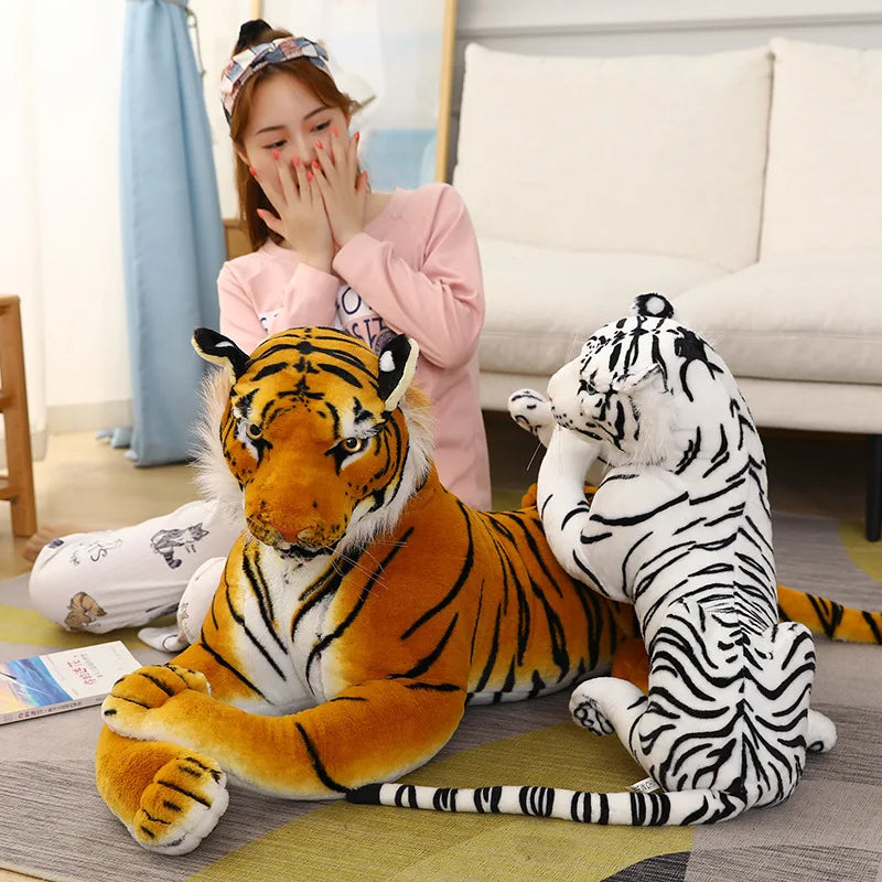 50/75cm Lifelike Tiger Plush Toys Soft Wild Animals Simulation White Brown Tiger Doll Children Kids Birthday Gift