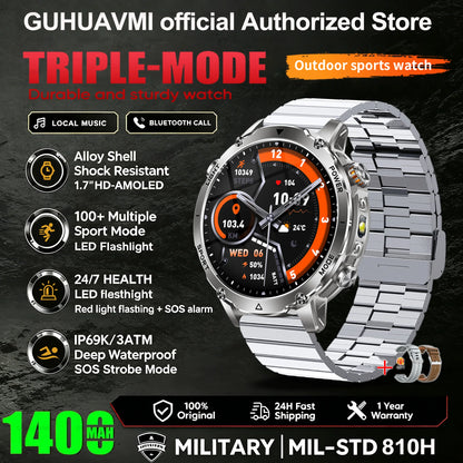 New 1400mAh Battery Sports Smart Watch 1.7” SOS+Flashlight Exercise Record Bluetooth Call Waterproof Health Watch For Android iO