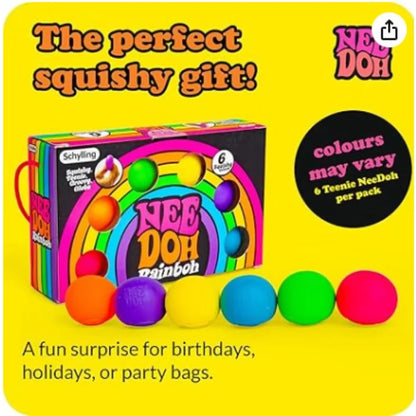 Needoh New Rainbow Teenie Stress Ball Fidget Stress Relief Blind Box Surprises Anti-stress Sensory Squeeze Party Squishy Toys