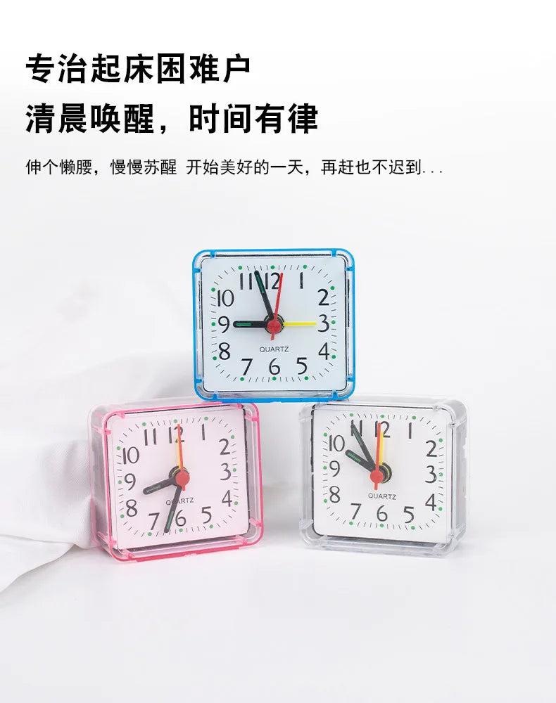 Table Clock Square Alarm Clock Small Alarm Electronic Bed Compact Travel Clock Quartz For Child Students Desk Alarm