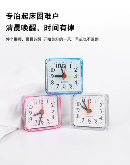 Table Clock Square Alarm Clock Small Alarm Electronic Bed Compact Travel Clock Quartz For Child Students Desk Alarm