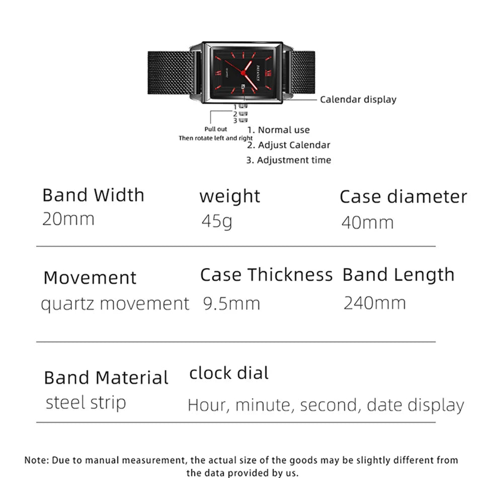 Men's Calendar Date Sport & Leisure Leather Clock 2023 Luxury Business Golden Stainless Steel Mesh Band Quartz Man Watches