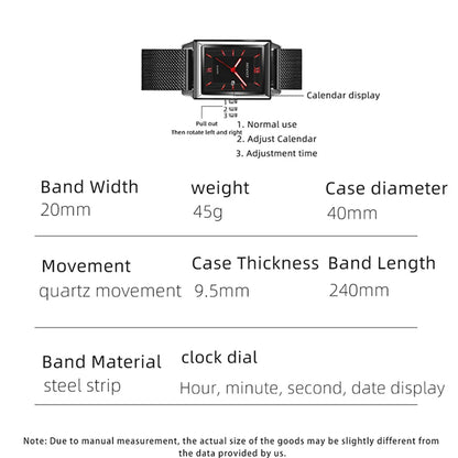 Men's Calendar Date Sport & Leisure Leather Clock 2023 Luxury Business Golden Stainless Steel Mesh Band Quartz Man Watches