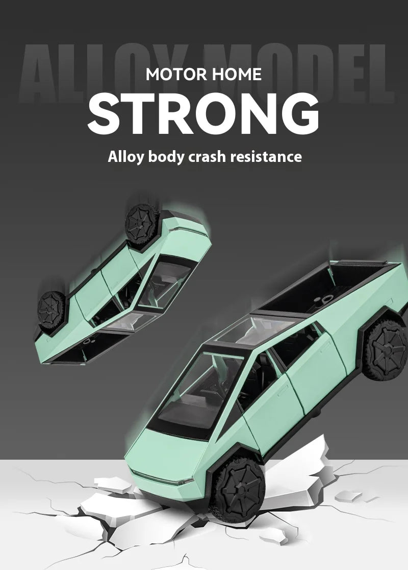 Cyber Truck Pickup Trailer RV Metal Alloy Toy Car Model Die-Casting Off-Road Vehicle Men's Gift Collection Truck Ornaments