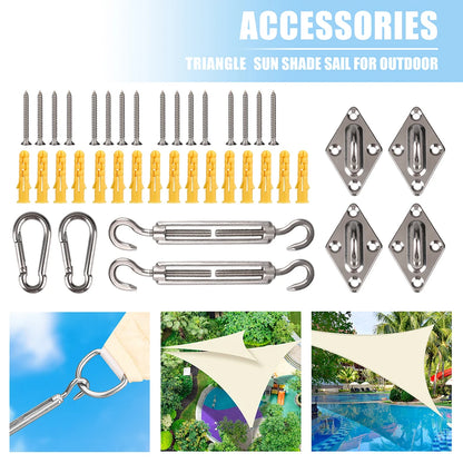 Triangle Sun Shade Sail Canopy UV Block Sun Shelter with Fixing Kits for Outdoor Patio Pool Beach Backyard Garden Sunscreen Tent