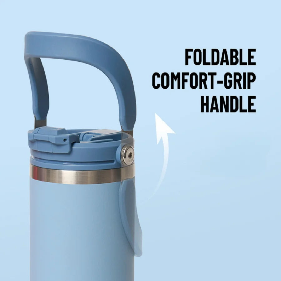 Tyeso 600ML Vacuum Flasks Handle Coffee Mug 304 Stainless Steel Ice Cup Car Bottle Hot Cold Retention Drinkware for Outdoor