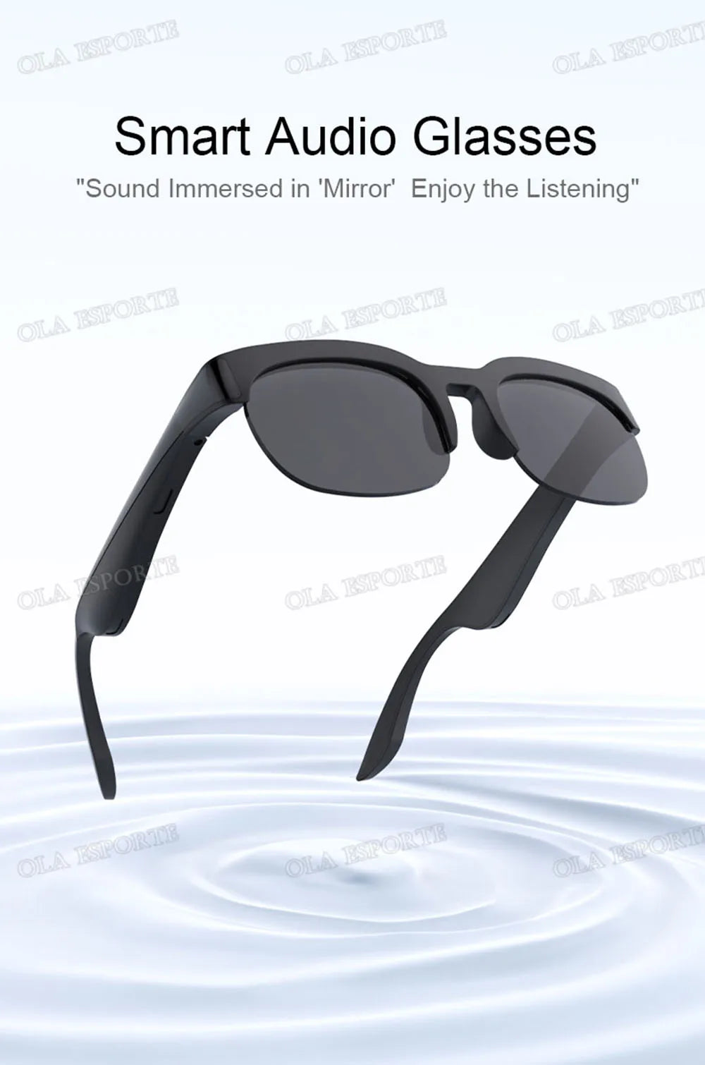 New Camera Control Smart Glasses Music Sunglasses Headphones Wireless Bluetooth Call Headset HIFI Audio glasses For Android HT30