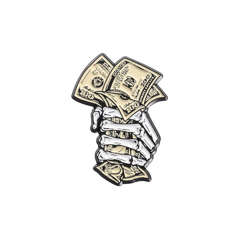 Creative US Dollar Money Enamel Pins Collection Cartoon Banknote Get Rich Brooch Backpack Lapel Metal Badge Fun Jewelry for Gift