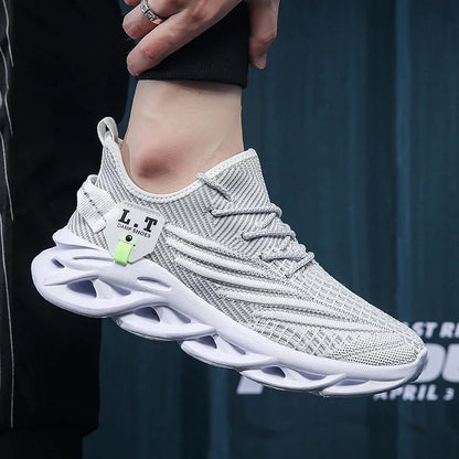 Men Sports Running Black Jogging Shoes Casual Sneakers Outdoor Breathable Mesh Women Light Shock-absorption Black Tennis