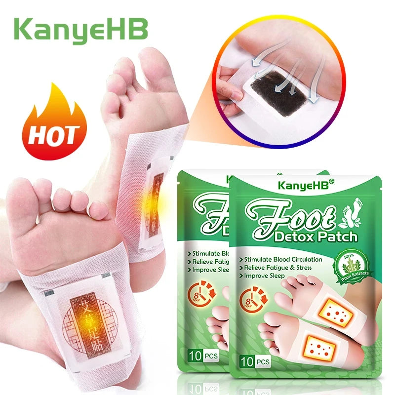 Detox Foot Patches 10/20 PCS Deep Cleanse Toxins Binders Natural Herbal Wormwood Pastes Relieve Stress Stickers Feet Care Tool