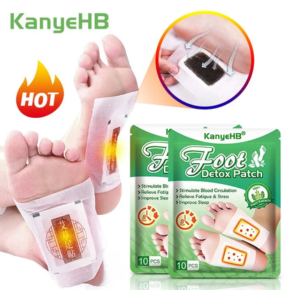 Detox Foot Patches 10/20 PCS Deep Cleanse Toxins Binders Natural Herbal Wormwood Pastes Relieve Stress Stickers Feet Care Tool