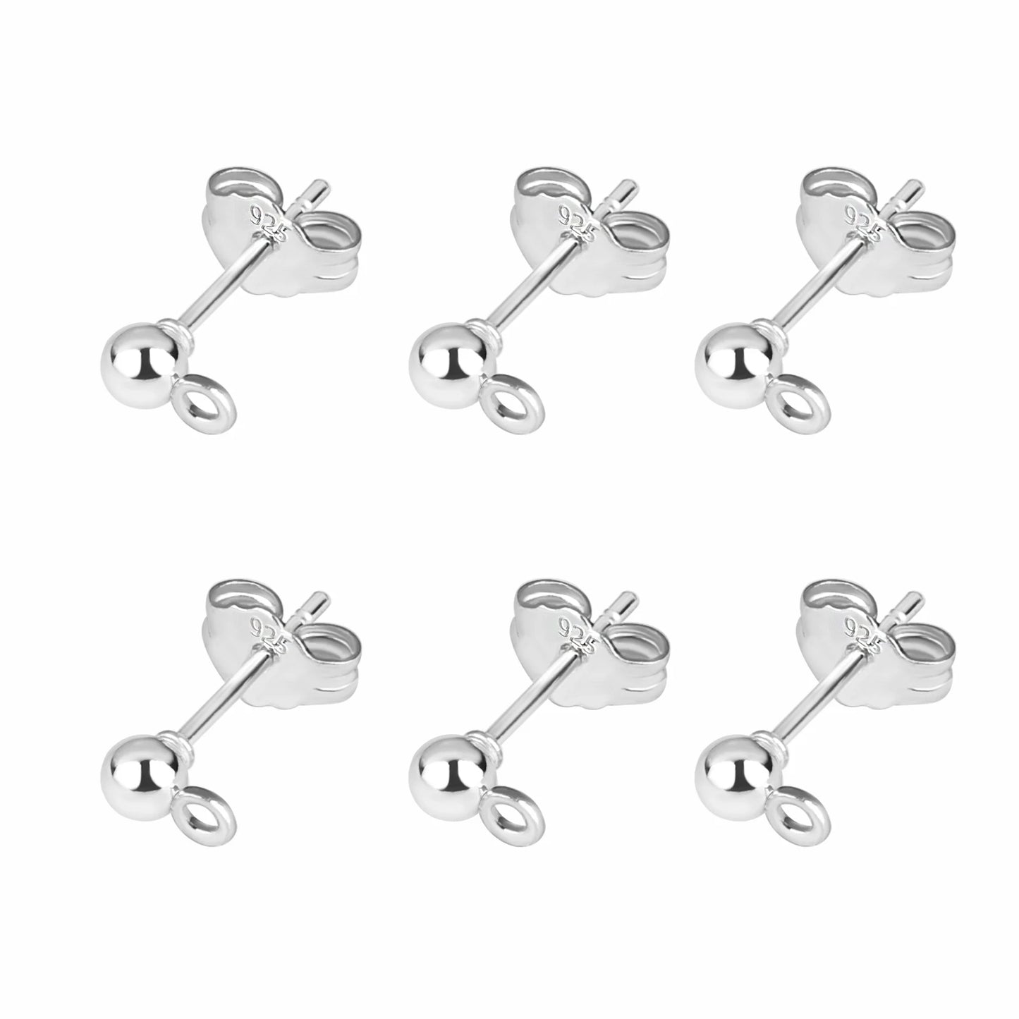 50pcs/Bag 925 Silver Stainless Steel Earring Studs Blank Post Base Pins With Earring Plug Findings Ear Back For Jewelry Making