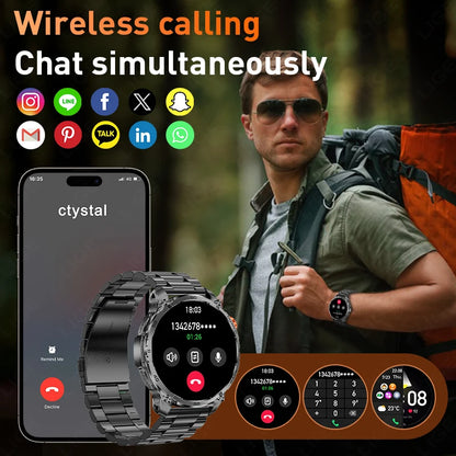 LIGE 2026 Nowy Wojskowy Smartwatch Męski Bateria 1000mAh Wodoodporny 5ATM GPS Rozmowy Bluetooth Wyświetlacz AMOLED Sportowy Smartwatch dla Mężczyzn