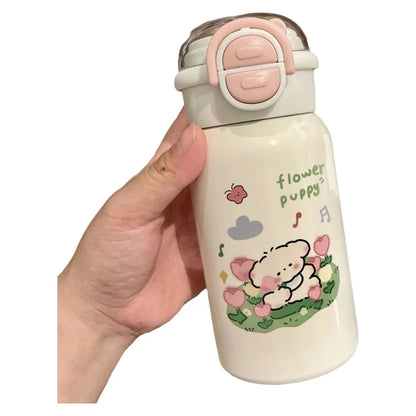 Cute 500ml Double Drinking Water Cup Cartoon Large Capacity Water Bottle with Straw Leak Proof Iced Coffee Cup Gym