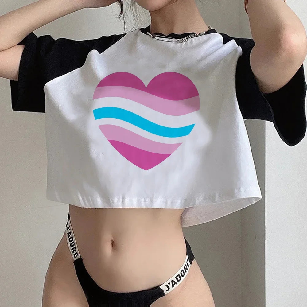 90s Femboy fairycore goth crop top Woman gothic  manga korean fashion graphic  t-shirts cropped