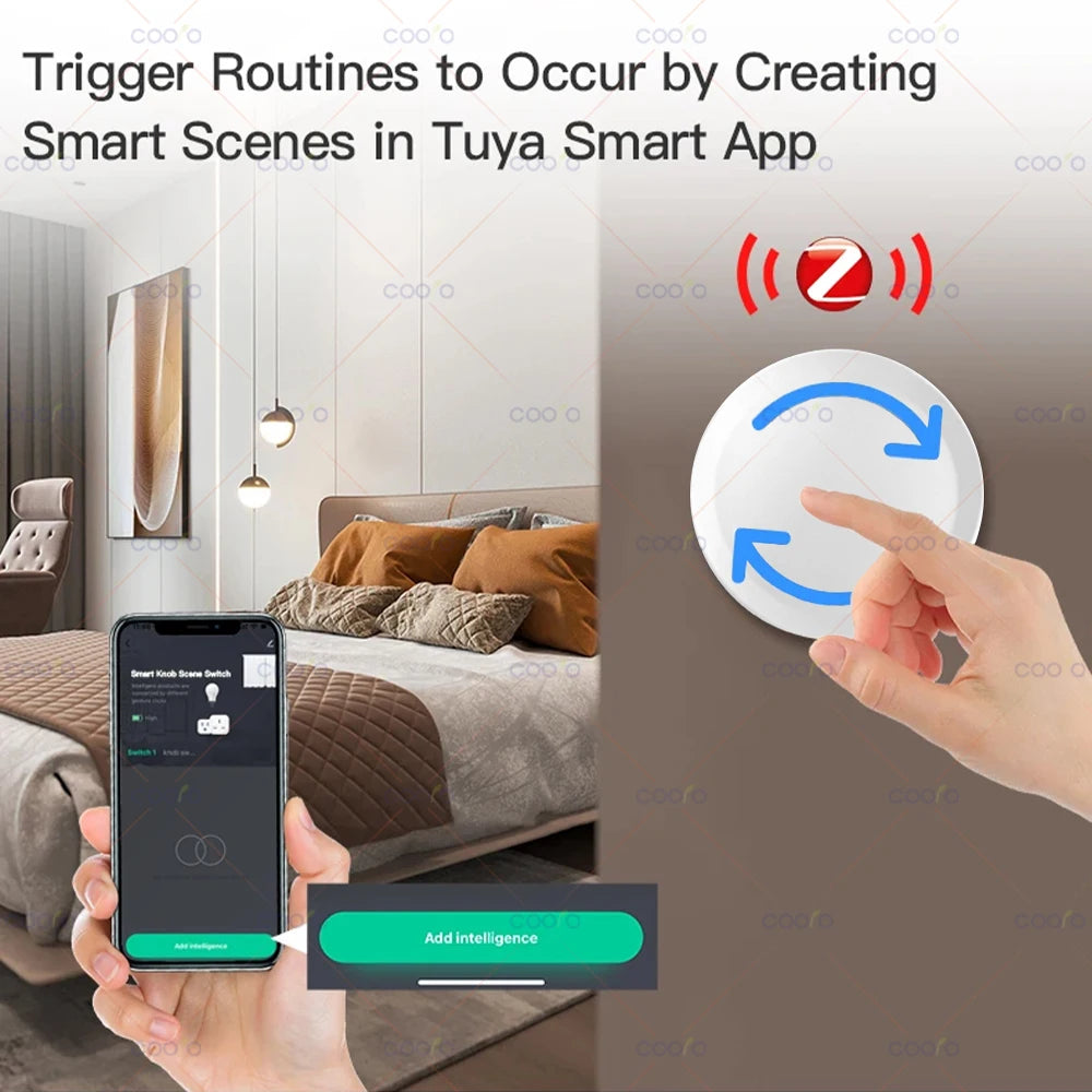 Tuya ZigBee Smart Knob Switch Wireless Scene Button Rotatable Dimmer Switch Home Appliances Automation Scenario Linkage Remoter