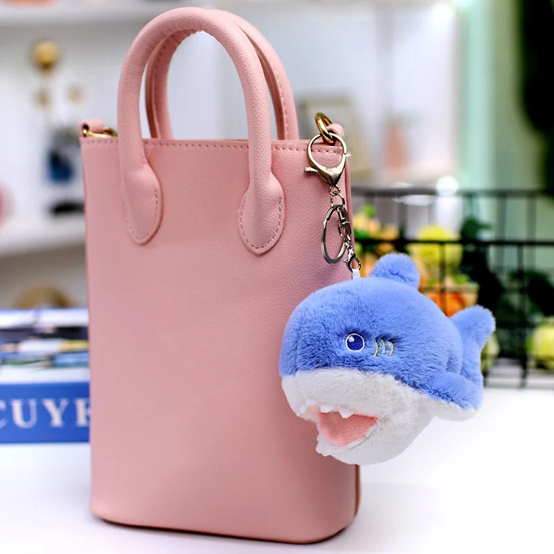 Seal Shark Whale Beluga Keychain Pendant Doll Mini Marine Animal Plush Keyring  Backpack Pendant Decor Kawaii Pendant Doll