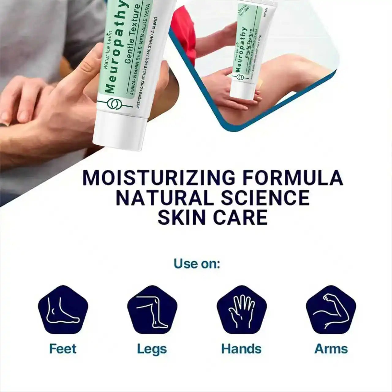 Water Ice Levin Neuropathy Cream with Arnica & Vitamin B6 - Intensive Concentrate for Soothing Nerve Discomfort & Skin Mending