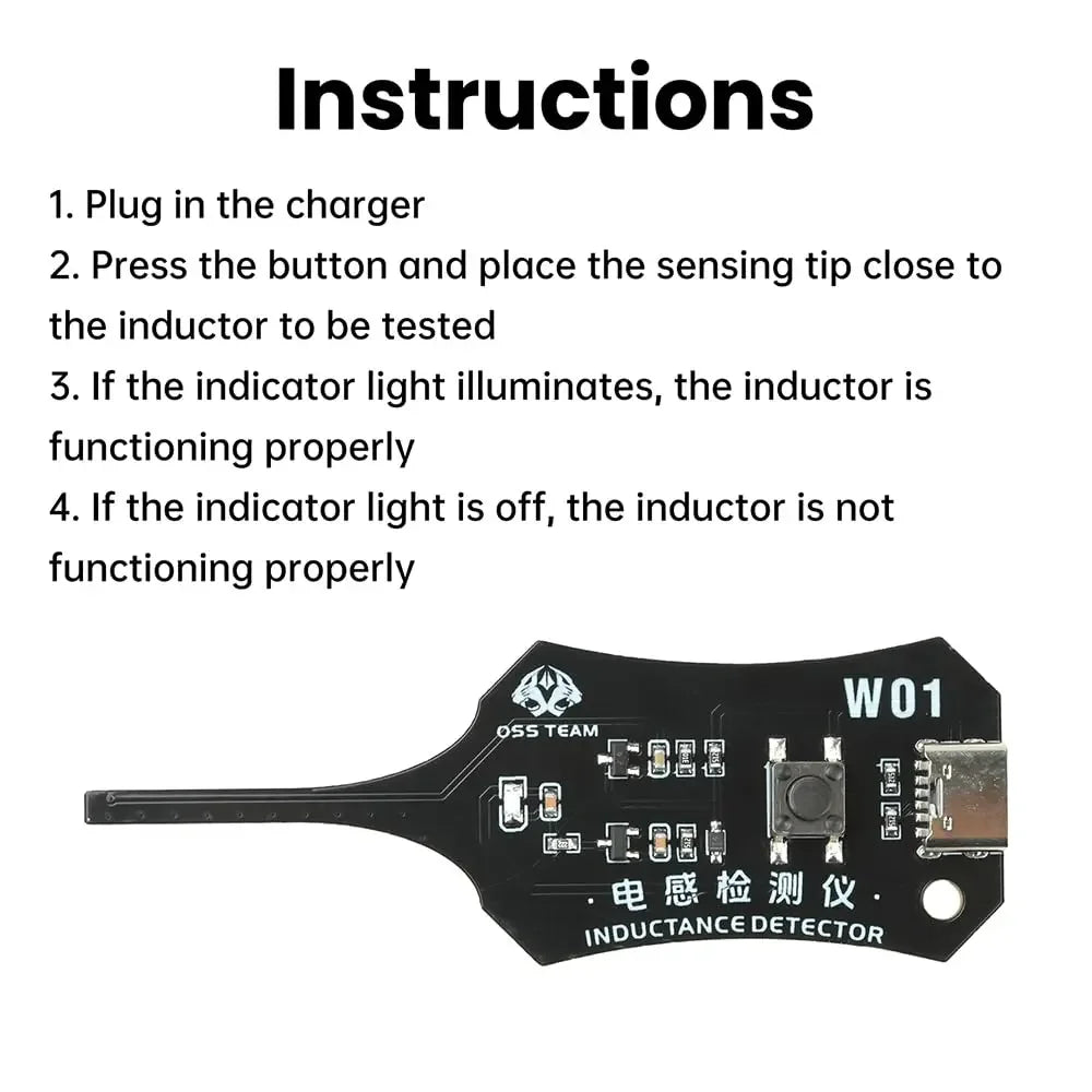 W01 Inductor Detector Tool Motherboard Coil Tester for phone motherboard Repair Electromagnetic Induction Quick Fault Check