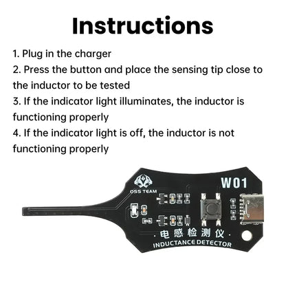 W01 Inductor Detector Tool Motherboard Coil Tester for phone motherboard Repair Electromagnetic Induction Quick Fault Check