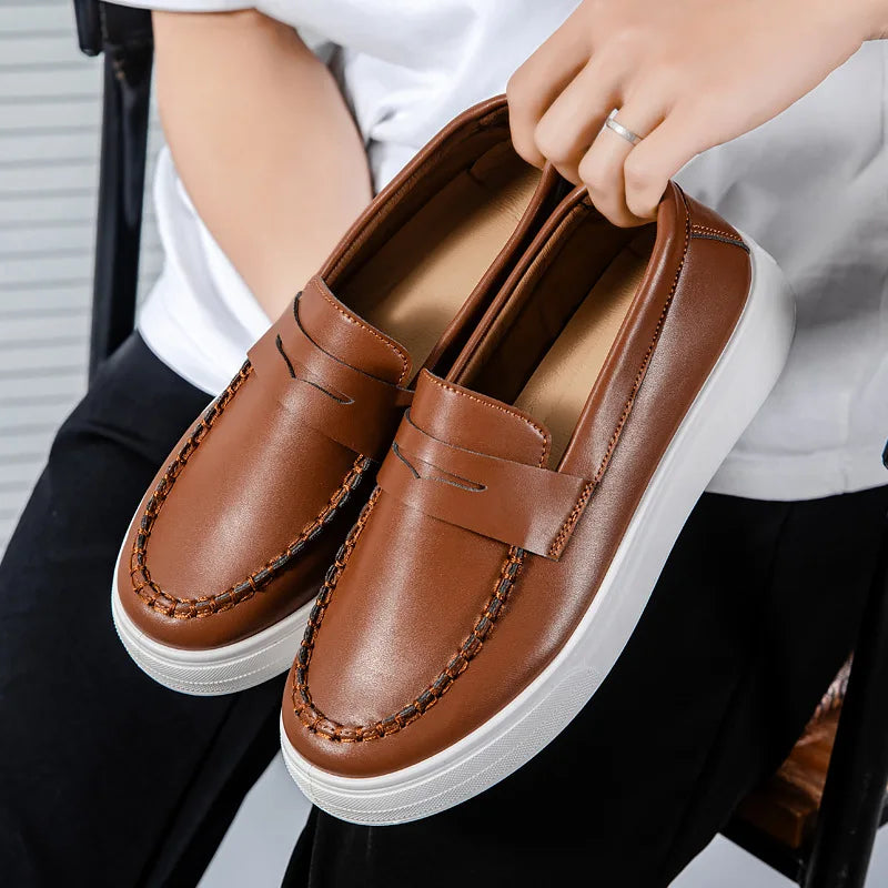 New breathable men's single shoes British style loafers fashionable casual leather shoes