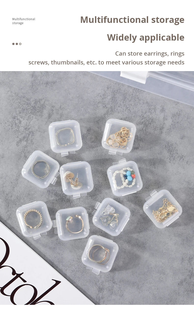 40pcs/set Mini Clear Plastic Storage Box Jewelry Storage Case Transparent Storage Organizer Multifunctional Portable Storage