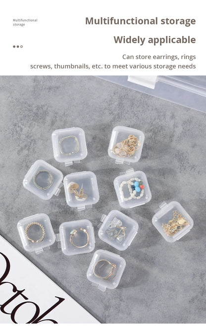 40pcs/set Mini Clear Plastic Storage Box Jewelry Storage Case Transparent Storage Organizer Multifunctional Portable Storage