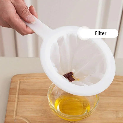 100/200/400Mesh Kitchen Ultra-Fine Nylon Mesh Strainer, Plastic Sieve Fine Mesh with Handle Kitchen Tool for Milk, Yogurt, Juice