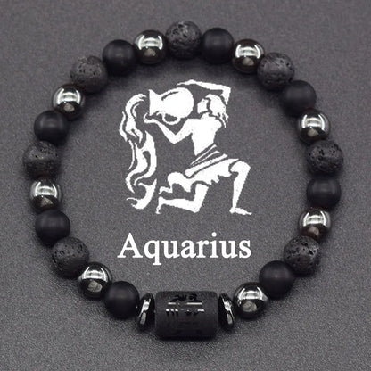 12 Zodiac Constellation Signs Bracelets for Men Women Real Natural Tiger Eye Stone Bead Bracelet Leo Taurus Charm Couple Jewelry