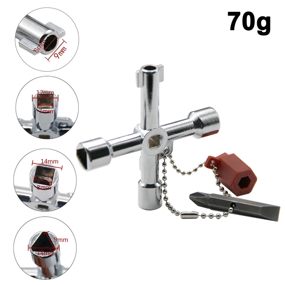 4in1 Silver Key Wrench Electrical Elevator Control Cabinet Valve Inner Triangle Quadrangle Screwdriver Tool Set