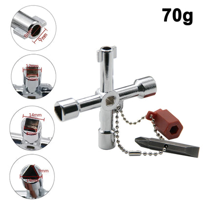 4in1 Silver Key Wrench Electrical Elevator Control Cabinet Valve Inner Triangle Quadrangle Screwdriver Tool Set