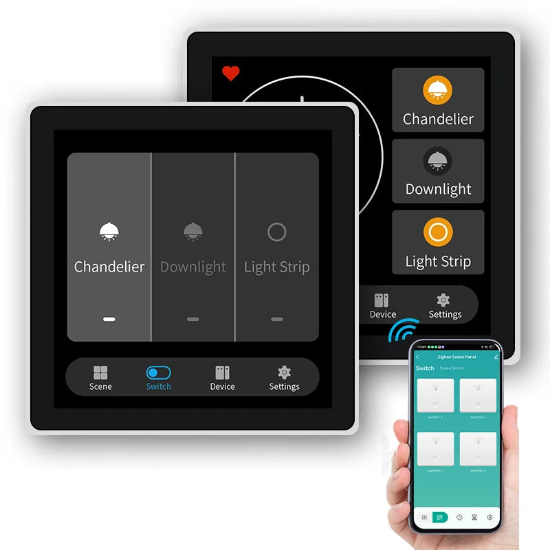 FUERS Tuya Smart Control Panel Switch Smart Home Automation System 3CH Switch Scene Panel Intelligent Home Touch Screen Zigbee