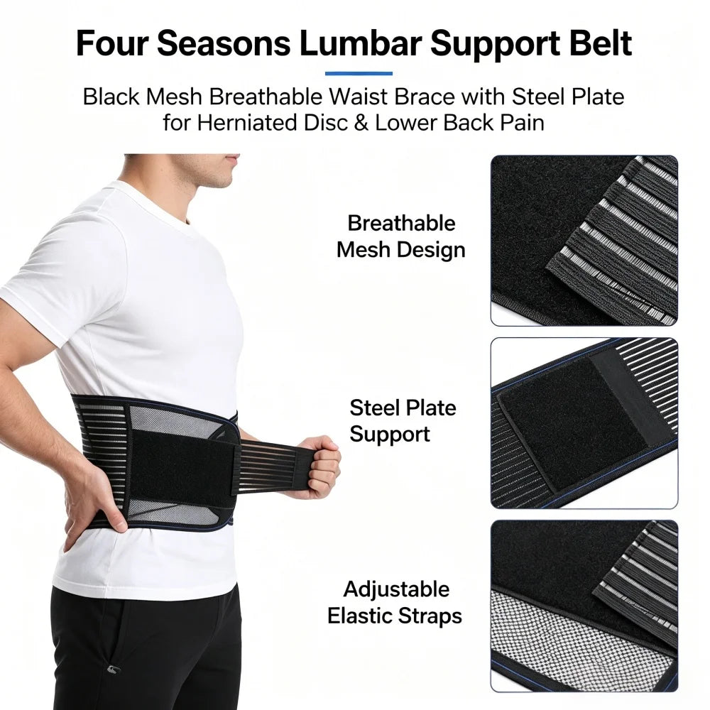 Adjustable Lumbar Support Belt Breathable Back Brace for Men Women Comfortable Daily Wear Waist Support Strap