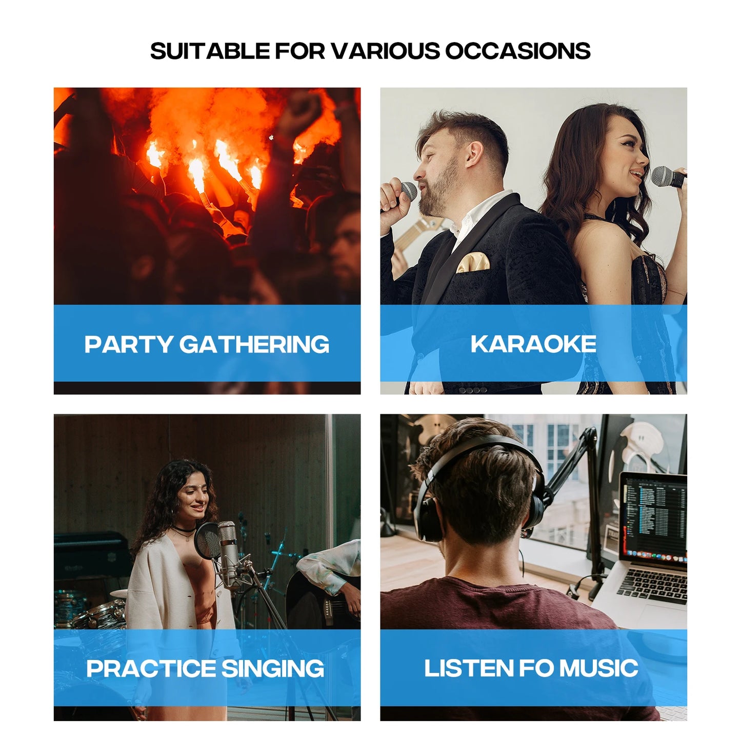 Wireless Microphone G-MARK G320AM Professional UHF 2 Channels Karaoke Mic Handheld Automatic Frequency Adjustable 100M