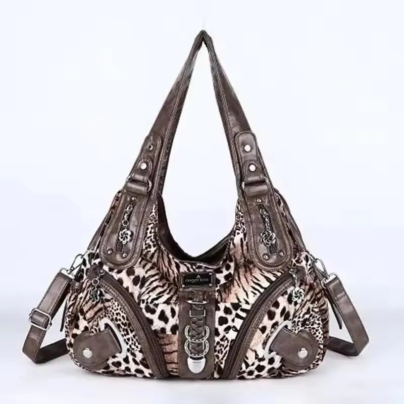 Versatile Women Handbags Leopard Shoulder Bag Top-handle Bag Fashion Satchel Dumpling Pack Shoulder Bag Large Tote Bag Purse