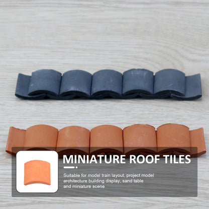 70pcs Mini Roof Tiles Miniature Simulated Roof Tiles Models Pottery Clay Roof Tiles DIY Miniature House Props 1.7x1.6cm