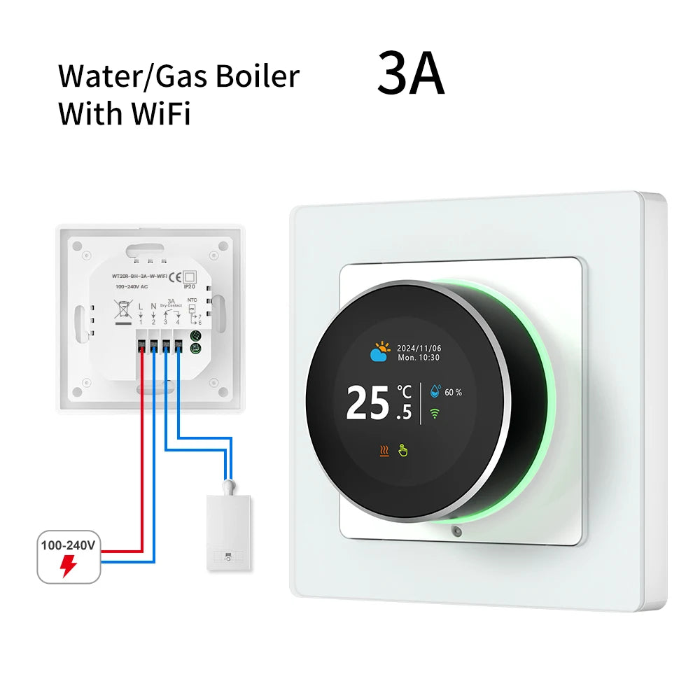 AVATTO WiFi Smart Knob Thermostat Temperature Controller For Water Gas Boiler Electric Heating Works With Tuya Alexa Google Home