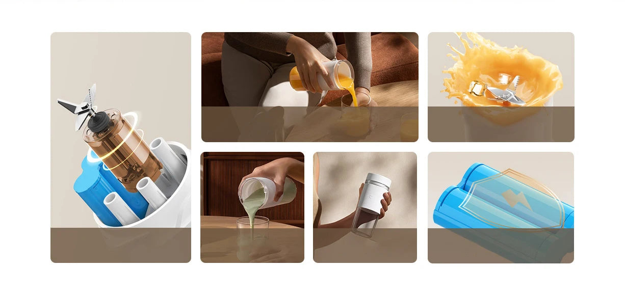 MIJIA Portable Blender 2nd Mini Blenders 19500RPM USB-C Rechargeable Ice Crushing Smoothie Juicer Cup Maker 300ML Capacity