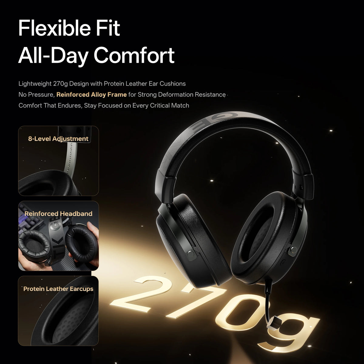 ATK N9 Ultra eSports Gaming Wireless Headset with Mic for PS5 PS4 PC Microphone Virtual 7.1 Surround Noise Reduction Headset